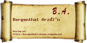 Bergenthal Arzén névjegykártya